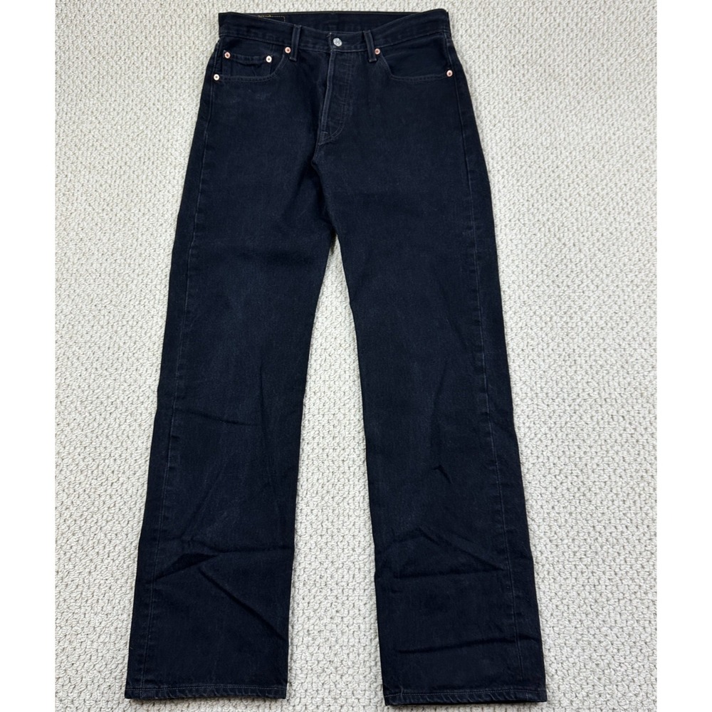 Vtg Levis 501 0660 Jeans Fits Mens 33x35 Black Button Fly Straight Leg Denim Y2K